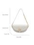 Litchi Embossed Saddle Bag Buckle Decor PU For Daily Life