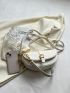 Litchi Embossed Saddle Bag Buckle Decor PU For Daily Life