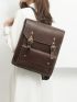 PU Flap Backpack Buckle & Studded Decor For School