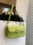 PU Square Bag Flap Green For Daily Life