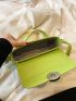 PU Square Bag Flap Green For Daily Life