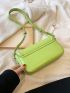 PU Square Bag Flap Green For Daily Life