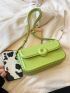 PU Square Bag Flap Green For Daily Life