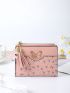 Floral Pattern Small Wallet Butterfly & Tassel Decor PU For Daily Life