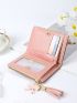 Floral Pattern Small Wallet Butterfly & Tassel Decor PU For Daily Life