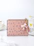 Floral Pattern Small Wallet Butterfly & Tassel Decor PU For Daily Life