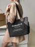 Slogan Graphic Shopper Bag Polyester For Shopping