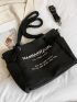 Slogan Graphic Shopper Bag Polyester For Shopping