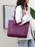 Pocket Front Shopper Bag Minimalist Purple