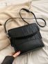 Litchi Embossed Square Bag Fringe Decor PU For Daily Life