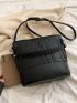 Litchi Embossed Square Bag Fringe Decor PU For Daily Life