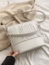 Litchi Embossed Square Bag Fringe Decor PU For Daily Life