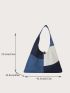 Color Block Hobo Bag Oversized Polyester For Daily Life