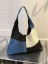 Color Block Hobo Bag Oversized Polyester For Daily Life