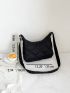 Quilted Hobo Bag Black Zipper Medium