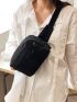 Zip Front Fanny Pack Black Polyester For Daily Life