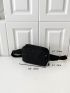 Zip Front Fanny Pack Black Polyester For Daily Life