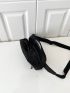 Zip Front Fanny Pack Black Polyester For Daily Life