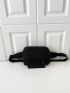 Zip Front Fanny Pack Black Polyester For Daily Life