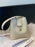 Mini Bucket Bag Crocodile Embossed PU For Daily Life