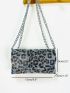 Mini Envelope Bag Rhinestone Leopard Decor Glamorous For Party