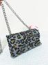 Mini Envelope Bag Rhinestone Leopard Decor Glamorous For Party