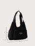 Letter Patch Detail Shoulder Tote Bag Casual For Daily Life