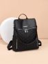 Quilted Classic Backpack Zip Front Black Preppy For School