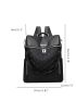 Quilted Classic Backpack Zip Front Black Preppy For School