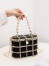 Mini Bucket Bag Rhinestone & Faux Pearl Decor Glamorous For Party