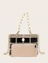 Mini Bucket Bag Rhinestone & Faux Pearl Decor Glamorous For Party