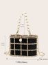 Mini Bucket Bag Rhinestone & Faux Pearl Decor Glamorous For Party