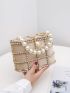 Mini Bucket Bag Rhinestone & Faux Pearl Decor Glamorous For Party