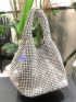 Mini Bucket Bag Rhinestone Decor Glamorous For Party, Perfect Bride Purse For Wedding, Prom & Party Events