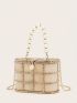 Mini Bucket Bag Rhinestone & Faux Pearl Decor Glamorous For Party