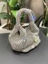 Mini Bucket Bag Rhinestone Decor Glamorous For Party, Perfect Bride Purse For Wedding, Prom & Party Events