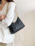 Quilted Pattern Chain Hobo Bag Black Fashion