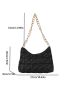 Quilted Pattern Chain Hobo Bag Black Fashion