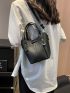 Litchi Embossed Bucket Bag Double Handle Fashion