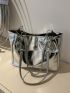 Metallic Shoulder Tote Bag Silver Funky Chain Strap