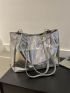 Metallic Shoulder Tote Bag Silver Funky Chain Strap