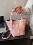 Litchi Embossed Bucket Bag Pink Fashionable For Daily