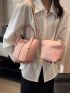 Litchi Embossed Bucket Bag Pink Fashionable For Daily