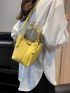 Litchi Embossed Bucket Bag Yellow Fashionable For Daily