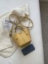 Litchi Embossed Bucket Bag Yellow Fashionable For Daily