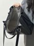 Large Shoulder Tote Bag PU Minimalist Black