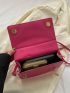 Small Flap Square Bag With Coin Purse Geometric Embossed Neon Pink