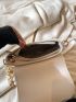 Small Shoulder Bag Flap Metal Decor Minimalist