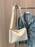 Minimalist Hobo Bag White Snap Button Medium