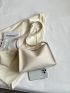 Minimalist Hobo Bag White Snap Button Medium